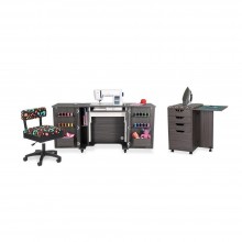 Kangaroo Sewing Furniture Bandicoot 2 Cabinet Studio Set with Kiwi Storage Cabinet and Arrow Hydraulic Chair - Grey B8207