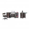Kangaroo Sewing Furniture Bandicoot 2 Cabinet Studio Set with Kiwi Storage Cabinet and Arrow Hydraulic Chair - Grey B8207